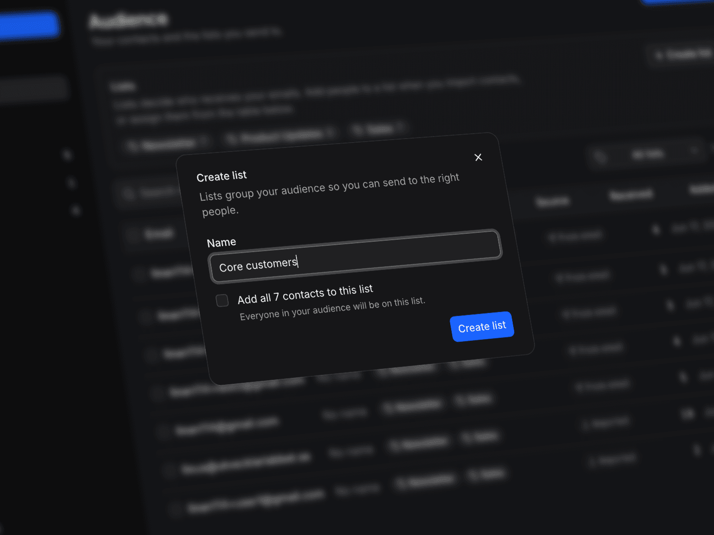 MailKit audience — manage subscribers and mailing lists