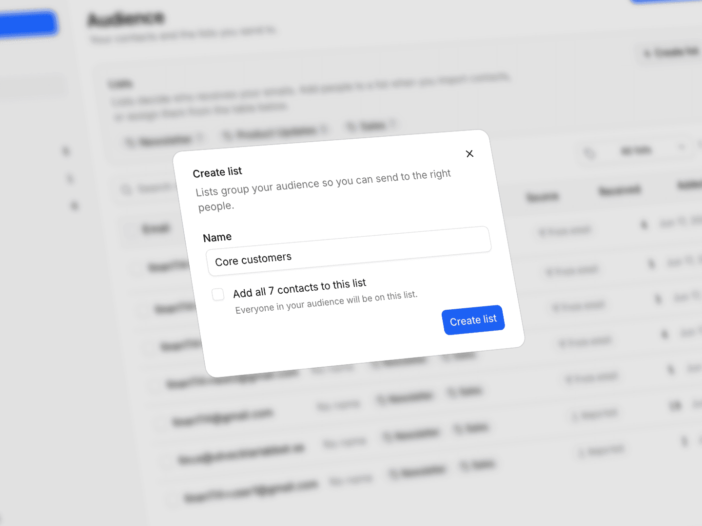 MailKit audience — manage subscribers and mailing lists